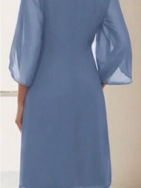 Women's Light Blue Chiffon Sleeve Wedding Dress